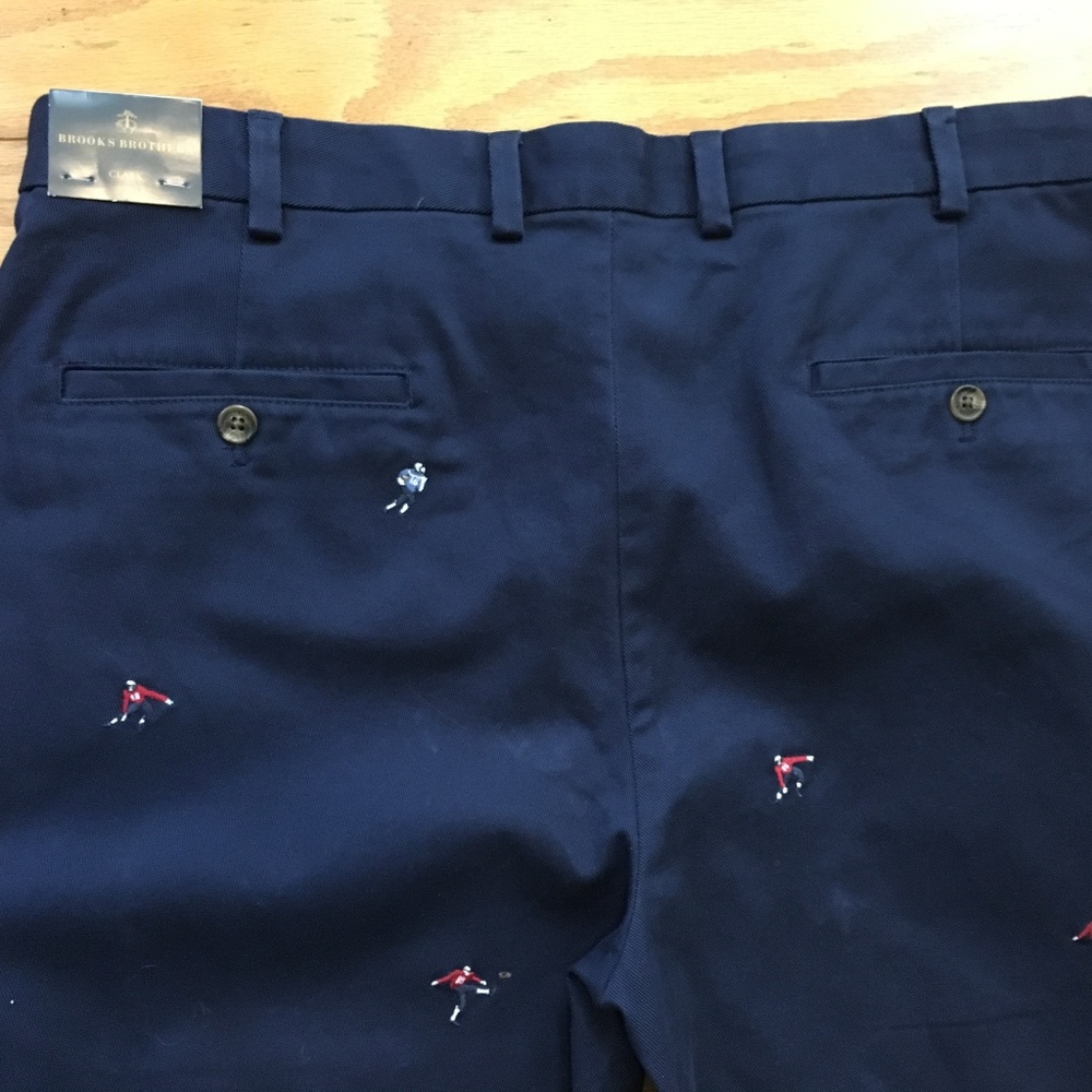 Brooks Brothers Khaki Pants Navy Blue Football NWT - Picture 6 of 8